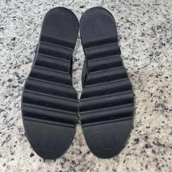 Fly London Womens Patent Bind303Fly Slingback Platform Sandals Black Size 41 US - Picture 7 of 9